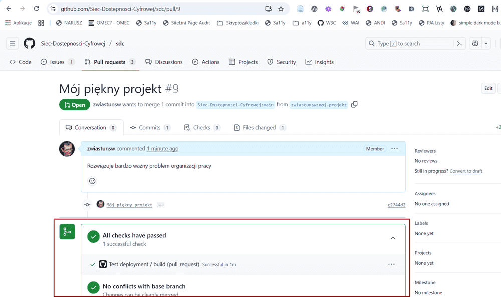 Poprawny wynik testów