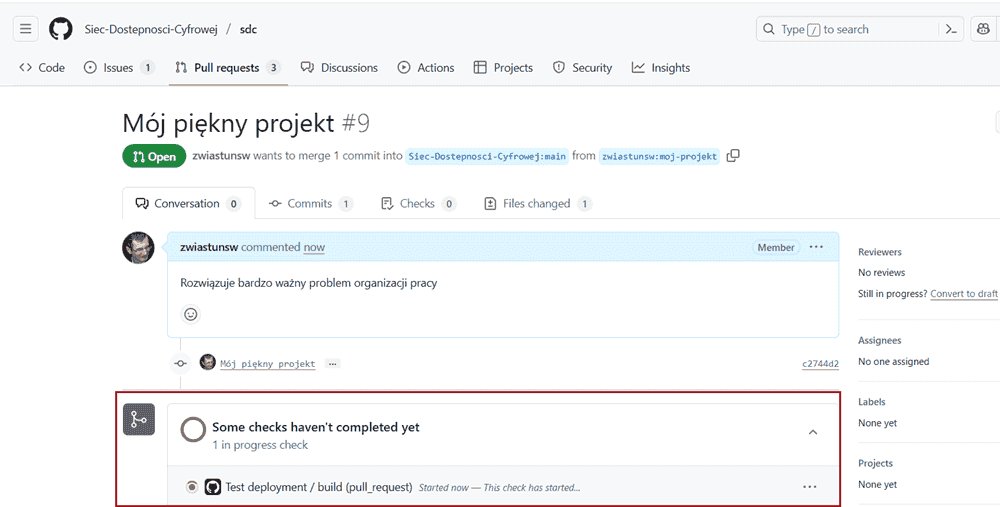 Sprawdzanie poprawności kodu w repozytorium Sieci