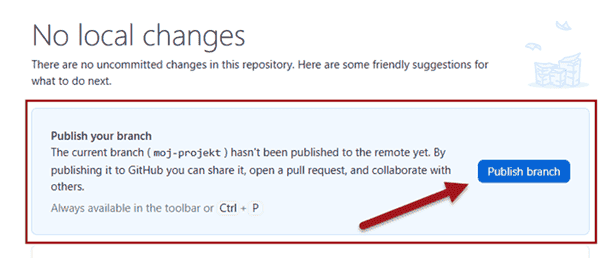 Okno, Opublikuj gałąź