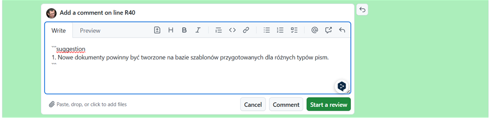 Sugestia zmienionego zapisu