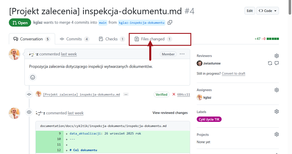 Lista żądań scalenia